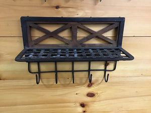 Amish Made Iron and Wood Wall Shelf