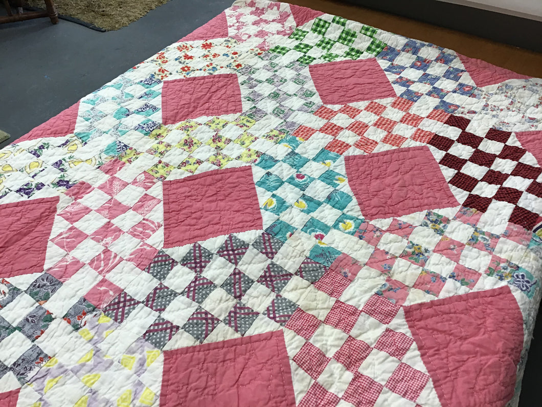 Vintage Hand Made Quilt 64 x 82