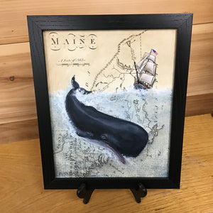 Sperm Whale on Maine Map - P. Pendergast 8x10