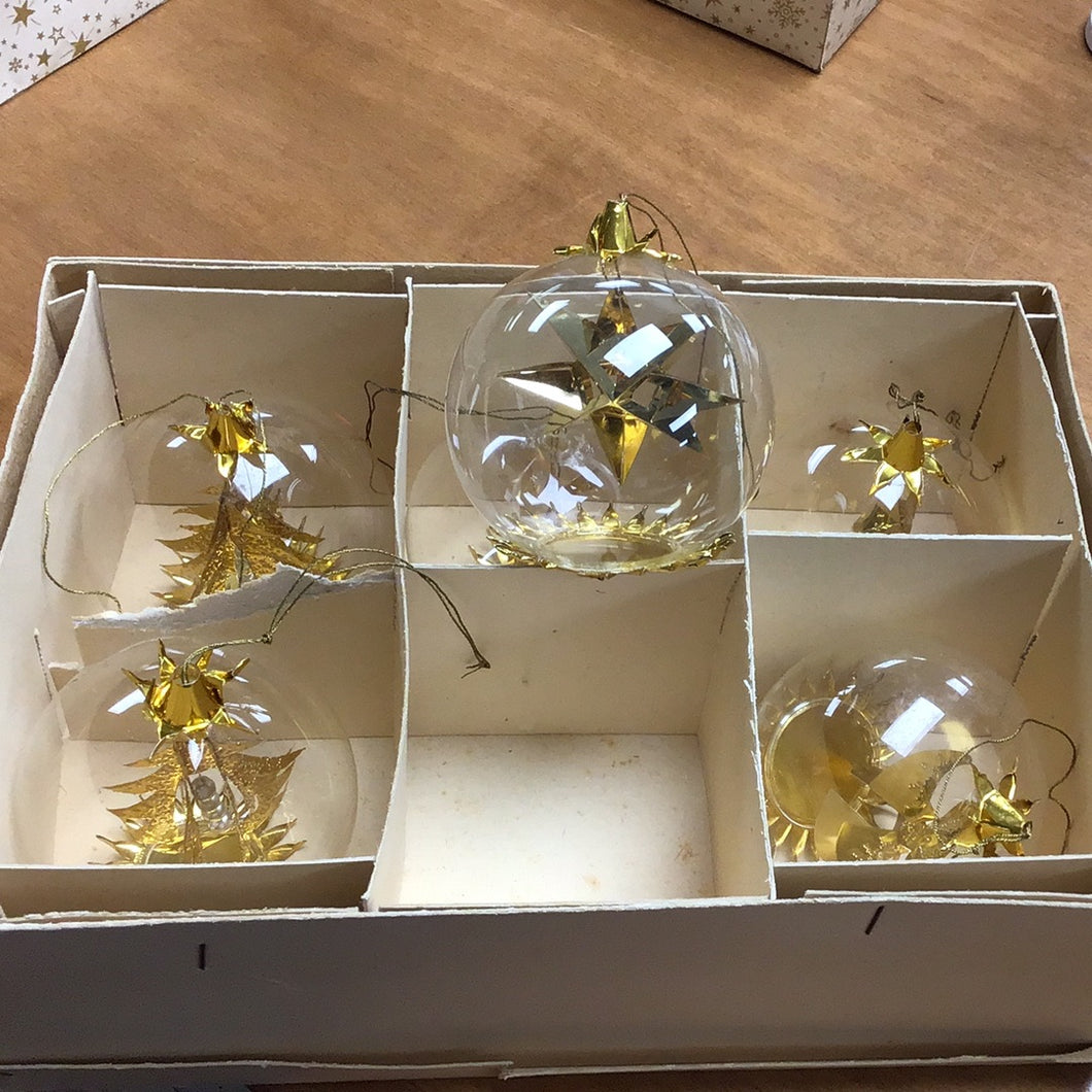 Vintage Resl Lenz Spinner Glass & Gold Ornament