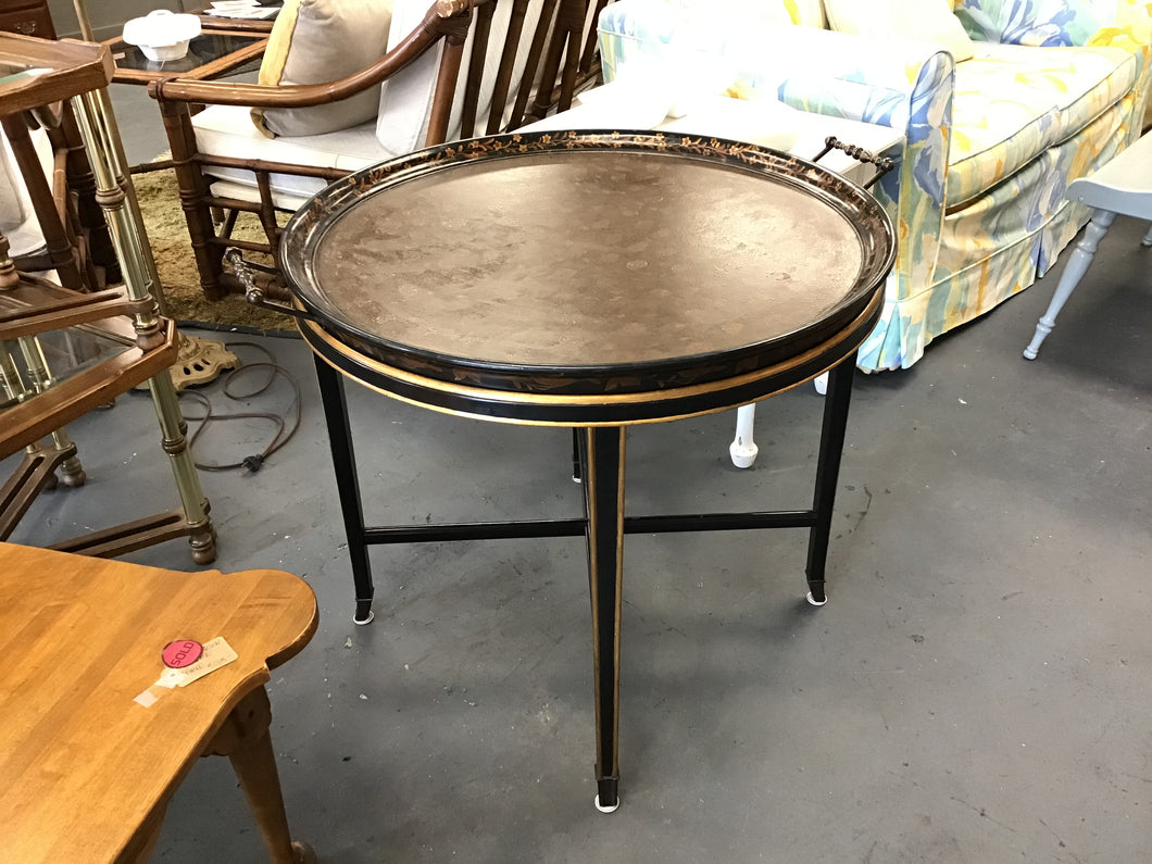 Round Gold Trim Tray Table