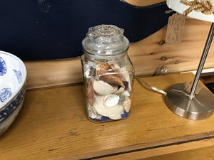 Glass Jar of Shells & Beach Glass