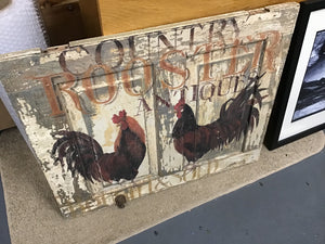 Rooster Sign on Old Door