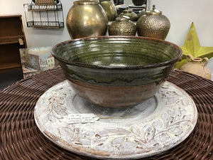 Large Slip Glaze Pottery Bowl