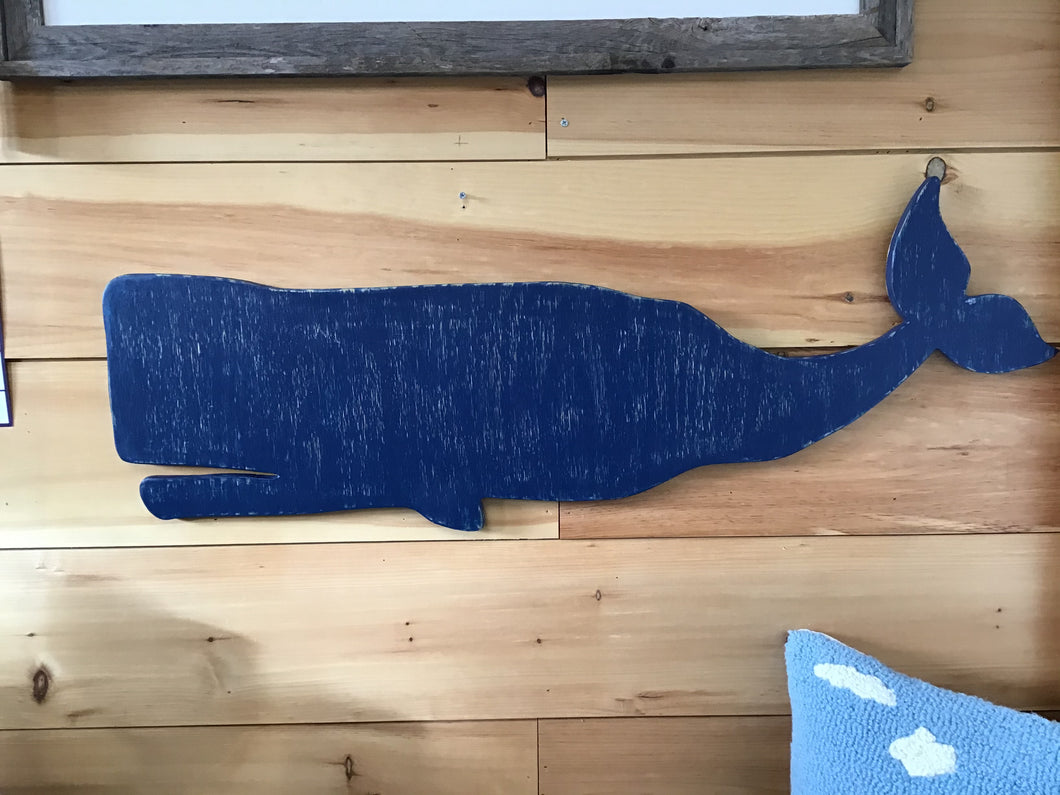 CF Wood Whale Wall Art 43” Compass Blue