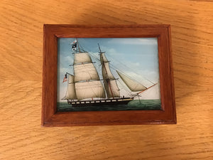 Reverse Glass Painting Sailing Ship Box